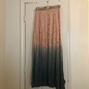 Ombré Button Down Maxi Skirt